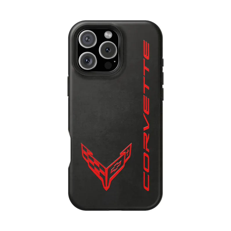 Corvette C8 Magnetic Tough Case, iPhone Case, Impact Resistant, MagSafe, Rubber Liner, Matte or Glossy, Cell Phone Case
