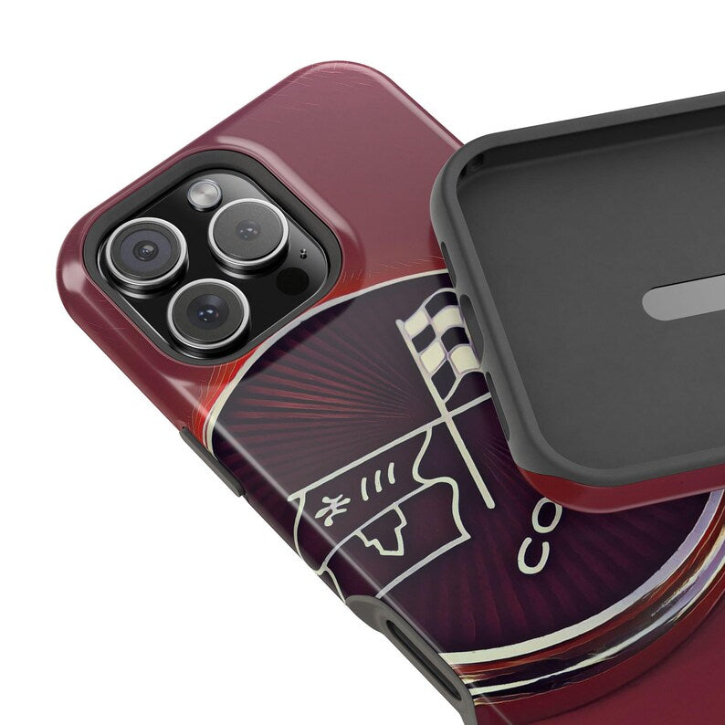 Corvette Emblem Magnetic Tough Case, iPhone Case, Impact Resistant, MagSafe, Rubber Liner, Matte or Glossy, Cell Phone Case