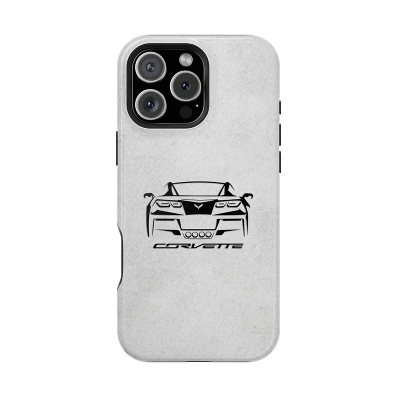Corvette C7 Custom Illustrated Magnetic Tough Case, iPhone Case, Impact Resistant, MagSafe, Rubber Liner, Matte or Glossy, Cell Phone Case