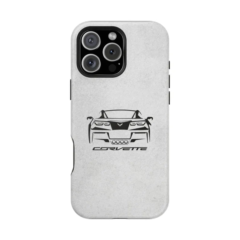 Corvette C7 Custom Illustrated Magnetic Tough Case, iPhone Case, Impact Resistant, MagSafe, Rubber Liner, Matte or Glossy, Cell Phone Case