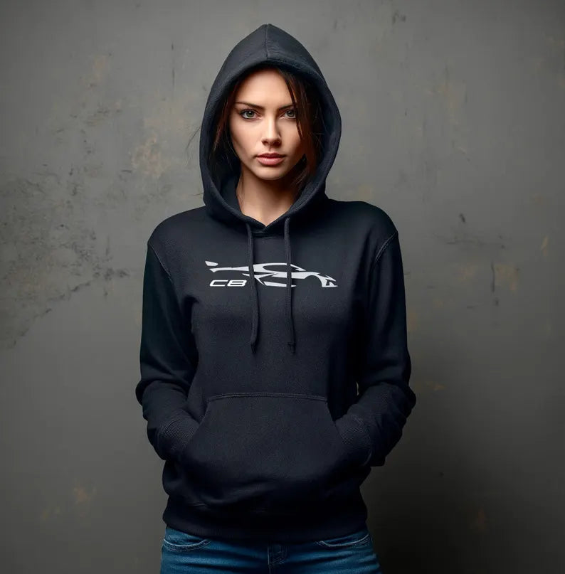 Corvette C8 Hoodie, Corvette Sweatshirt, Gifts for Car Guys, Gifts for Car Girls, JERZEESĀ® NuBlendĀ®, Pullover, Unisex, Hoody