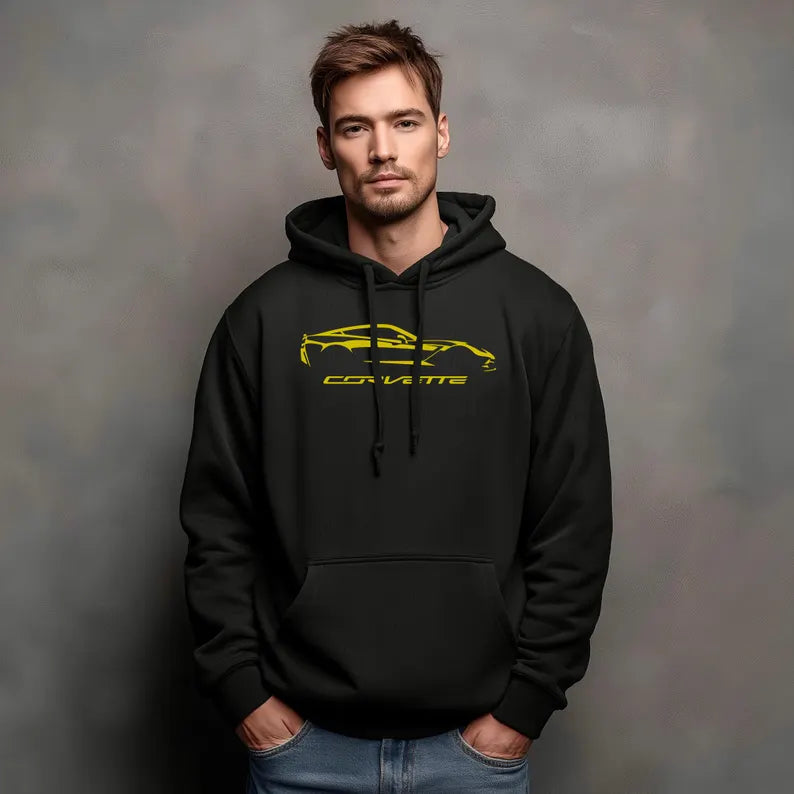 Corvette C7 Hoodie, Corvette Sweatshirt, Gifts for Car Guys, Gifts for Car Girls, JERZEESĀ® NuBlendĀ®, Pullover, Unisex, Hoody