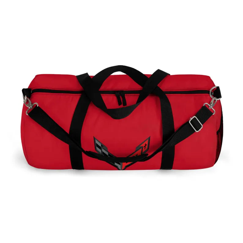 Red Corvette Duffel Bag, C8 Logo, Gym Bag, Travel Bag, Gifts for Car Guys, Gifts for Car Girls, Corvette Merch, Overnight Duffel