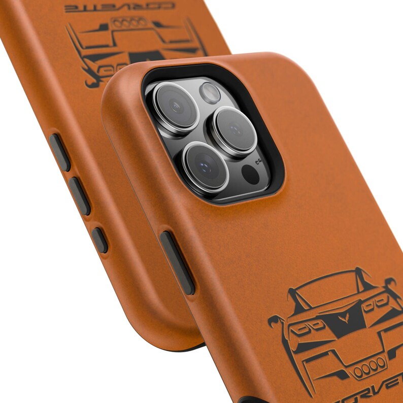 Corvette C7 Custom Illustrated Magnetic Tough Case, iPhone Case, Impact Resistant, MagSafe, Rubber Liner, Matte or Glossy, Cell Phone Case