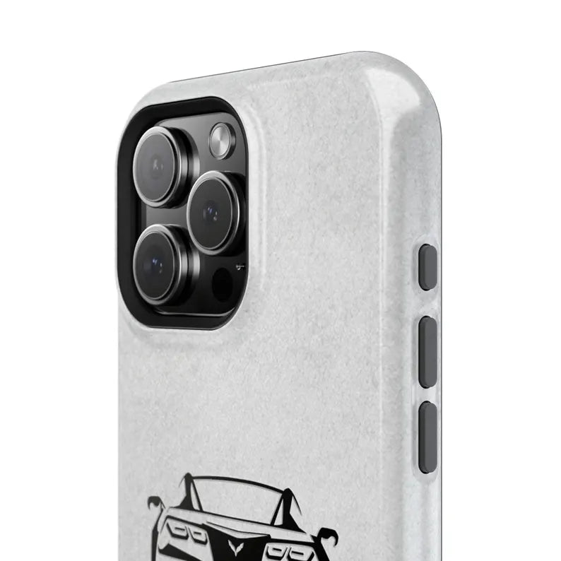 Corvette C7 Custom Illustrated Magnetic Tough Case, iPhone Case, Impact Resistant, MagSafe, Rubber Liner, Matte or Glossy, Cell Phone Case