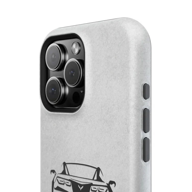 Corvette C7 Custom Illustrated Magnetic Tough Case, iPhone Case, Impact Resistant, MagSafe, Rubber Liner, Matte or Glossy, Cell Phone Case