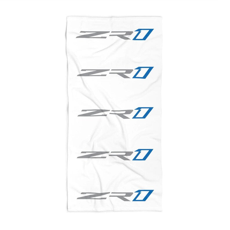Corvette ZR1 Beach Towel, Corvette Gifts, Car Enthusiast Towel, Quick-Dry Towel, Corvette Logo, White Towel, Car Guy Gifts, Z06 Logo