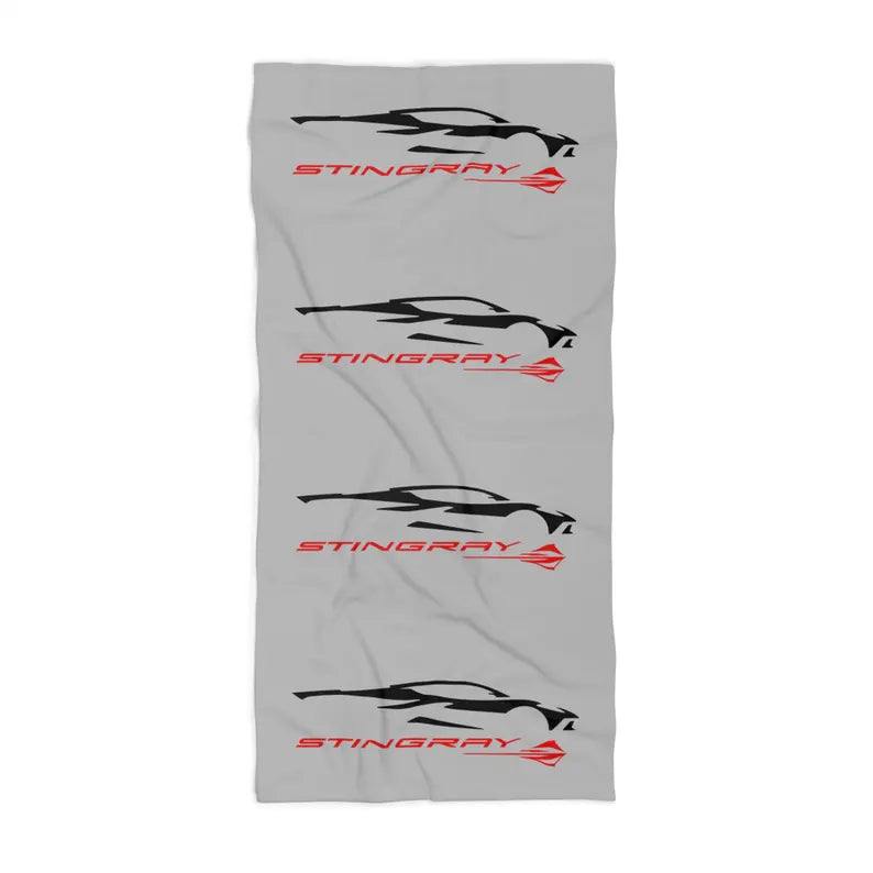 Corvette Stingray Beach Towel, Corvette Gifts, Car Enthusiast Towel, Quick-Dry Towel, Corvette Logo, White Towel, Car Guy Gifts