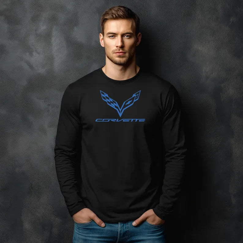 Unisex Corvette Blue C7 Long Sleeve Tee, Graphic T-Shirt, Gift for Him, Gift for Her, Bella+Canvas, Soft Shirt