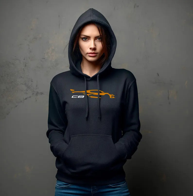 Corvette C8 Hoodie, Corvette Sweatshirt, Gifts for Car Guys, Gifts for Car Girls, JERZEESĀ® NuBlendĀ®, Pullover, Unisex, Hoody