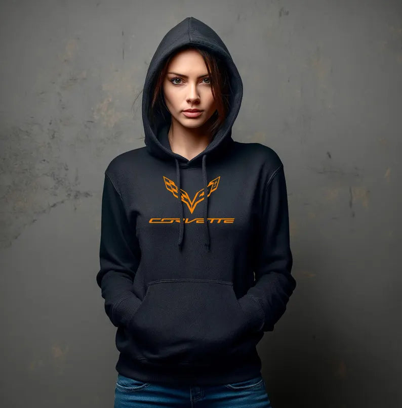 Corvette C7 Hoodie, Corvette Sweatshirt, Gifts for Car Guys, Gifts for Car Girls, JERZEESĀ® NuBlendĀ®, Pullover, Unisex, Hoody