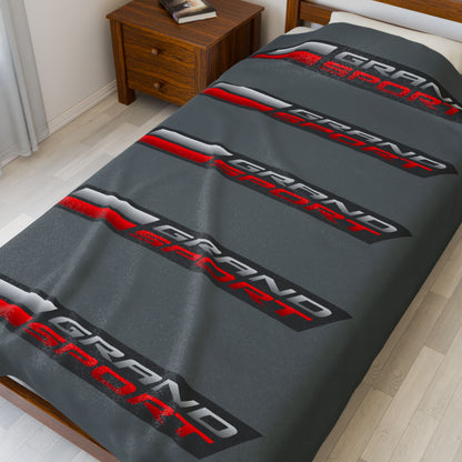 Corvette Grand Sport Blanket, Grand Sport Corvette Gifts, Soft Blankets, Corvette Logo, Velveteen Blanket, Car Guy Gifts, Car Girl Gifts