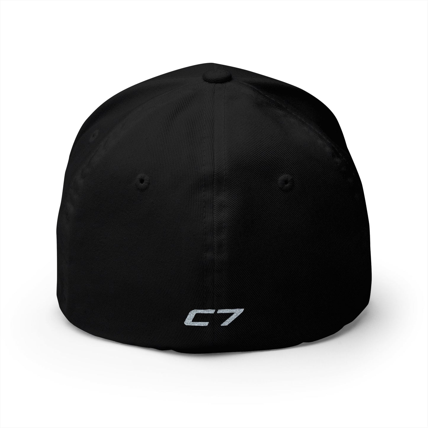 Corvette C7 Custom Silhouette Baseball Cap, Flexfit Hat, Stretchy Band, Black Hat, Corvette Gear, Embroidery