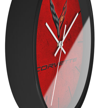 Corvette C8 Wall Clock, Racing Home Decor, Gift for Him, Man Cave Clock, Corvette Merchandise, Mancave Gift, Clocks