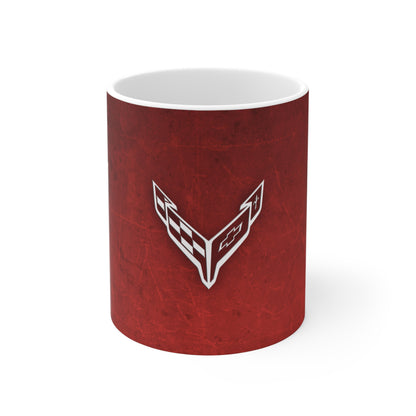 Corvette Coffee Mug - Corvette Ceramic Mug - 11oz. Coffee Mug - Chevy Corvette Mug - Microwave-Safe - Gift for Car Enthusiasts - C8 Logo