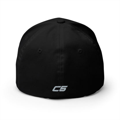 Corvette C5 Gray Logo Baseball Cap, Flexfit Hat, Stretchy Band, Black Hat, Corvette Gear, Embroidery