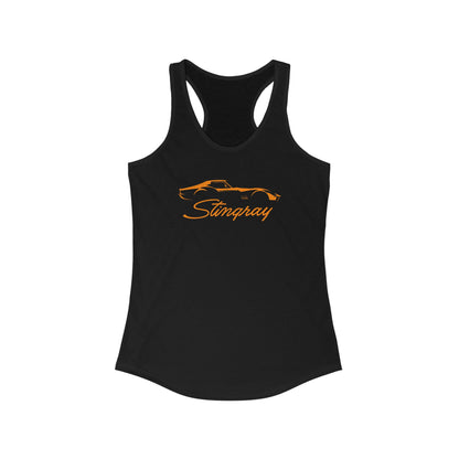Corvette C3 Stingray Women's Racerback Tank Top, Gifts for Car Girls, Summer Top, Fitness Tank, Raceday Gear, Black Corvette Shirt