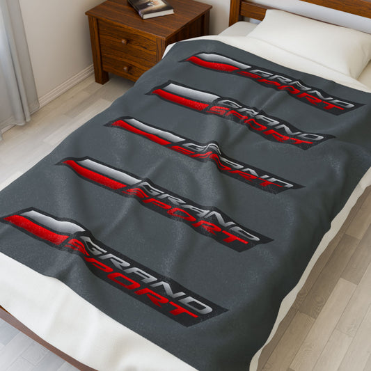 Corvette Grand Sport Blanket, Grand Sport Corvette Gifts, Soft Blankets, Corvette Logo, Velveteen Blanket, Car Guy Gifts, Car Girl Gifts
