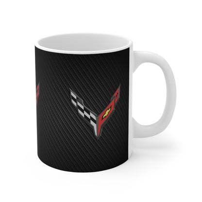Corvette Coffee Mug - Corvette Ceramic Mug - 11oz. Coffee Mug - Chevy Corvette Mug - Microwave-Safe - Gift for Car Enthusiasts - C8 Logo