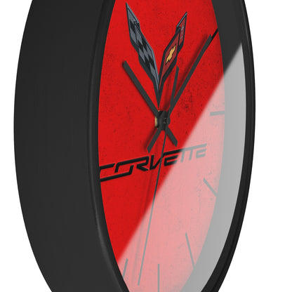 Corvette C7 Wall Clock, Racing Home Decor, Gift for Him, Man Cave Clock, Corvette Merchandise, Mancave Gift, Clocks
