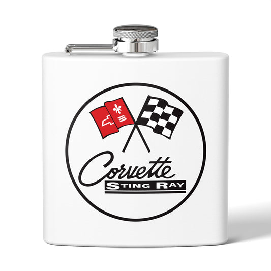 Corvette Flask, C2 Corvette Gifts, Car Enthusiast Hip Flask, 6oz Stainless Steel, Corvette Accessories, Pocket Flask, Gift for Car Guys