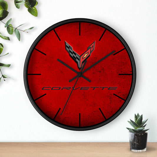 Corvette C8 Wall Clock, Racing Home Decor, Gift for Him, Man Cave Clock, Corvette Merchandise, Mancave Gift, Clocks
