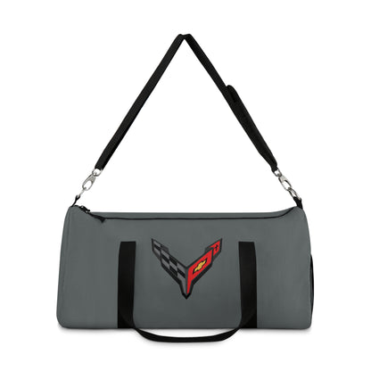 Grey Corvette Duffel Bag, C8 Logo, Gym Bag, Travel Bag, Gifts for Car Guys, Gifts for Car Girls, Corvette Merch, Overnight Duffel