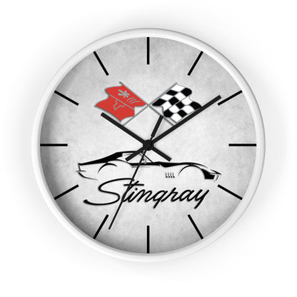 Corvette C3 Stingray Illustrated Wall Clock, Racing Home Decor, Gift for Him, Man Cave Clock, Corvette Merchandise, Mancave Gift, Clocks