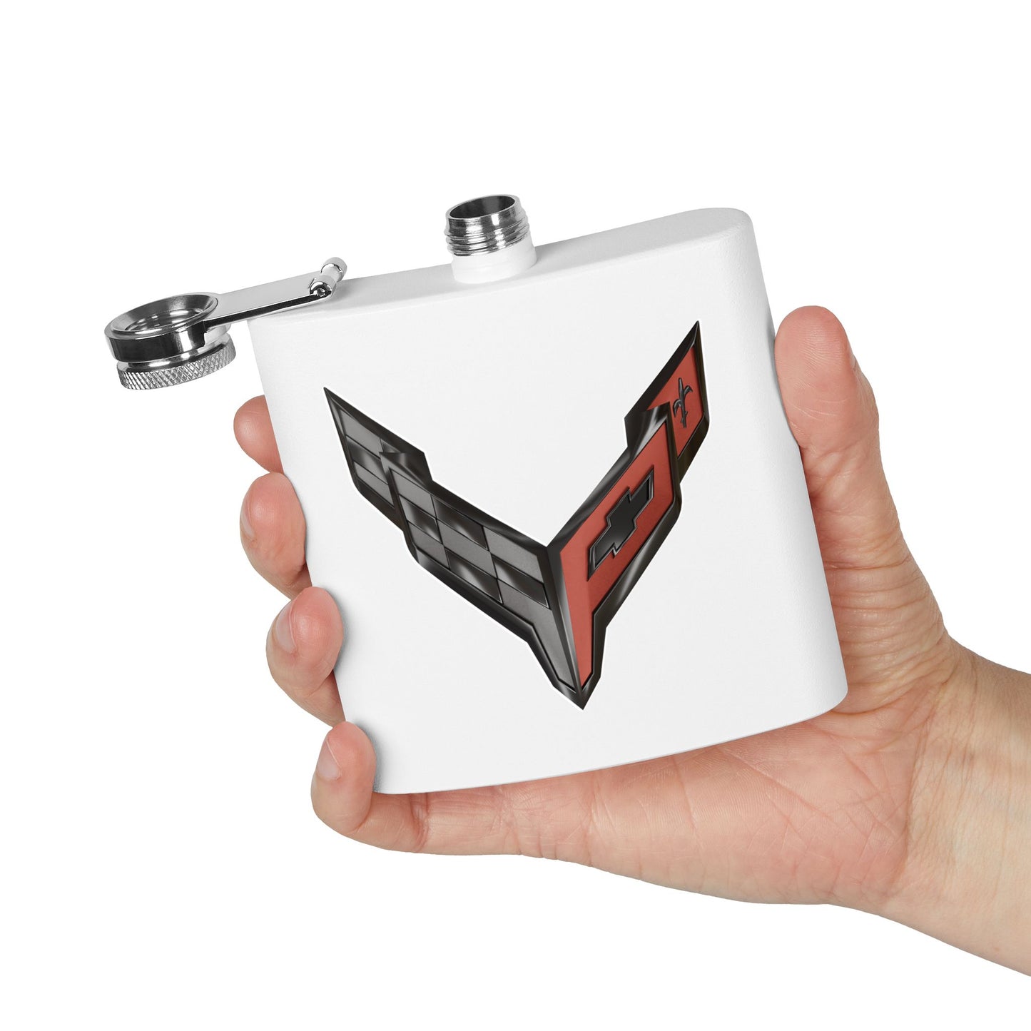 Corvette Flask, C8 Corvette Gifts, Car Enthusiast Hip Flask, 6oz Stainless Steel, Corvette Accessories, Pocket Flask, Gift for Car Guys