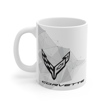 Corvette Coffee Mug - Corvette Ceramic Mug - 11oz. Coffee Mug - Chevy Corvette Mug - Microwave-Safe - Gift for Car Enthusiasts - C8 Logo