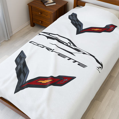 Corvette C7 Blanket, C7 Logo, Soft Blankets, Corvette Logo, Velveteen Blanket, Car Guy Gifts, Car Girl Gifts