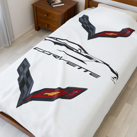 Corvette C7 Blanket, C7 Logo, Soft Blankets, Corvette Logo, Velveteen Blanket, Car Guy Gifts, Car Girl Gifts