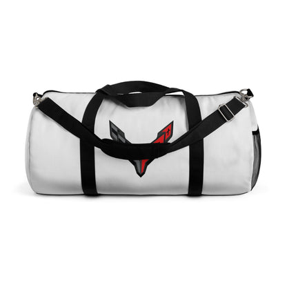 White Corvette Duffel Bag, C8 Logo, Gym Bag, Travel Bag, Gifts for Car Guys, Gifts for Car Girls, Corvette Merch, Overnight Duffel