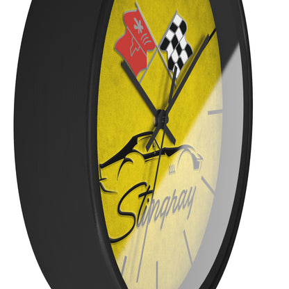 Corvette C3 Stingray Illustrated Wall Clock, Racing Home Decor, Gift for Him, Man Cave Clock, Corvette Merchandise, Mancave Gift, Clocks