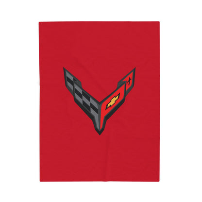 Corvette Blanket, C8 Corvette Gifts, Car Enthusist, Soft Blanket, Corvette Logo, Velveteen Blanket, Car Guy Gifts, Corvette Accessory