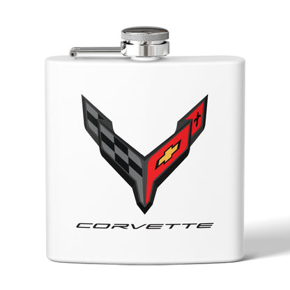 Corvette Flask, C8 Corvette Gifts, Car Enthusiast Hip Flask, 6oz Stainless Steel, Corvette Accessories, Pocket Flask, Gift for Car Guys