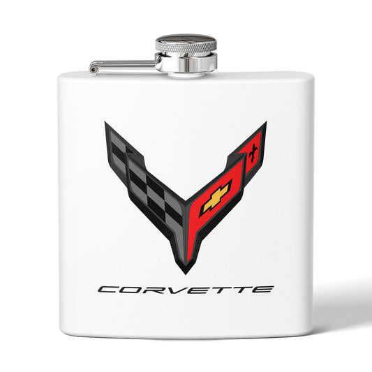 Corvette Flask, C8 Corvette Gifts, Car Enthusiast Hip Flask, 6oz Stainless Steel, Corvette Accessories, Pocket Flask, Gift for Car Guys
