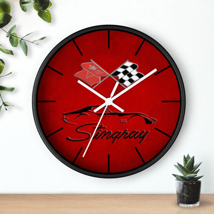 Corvette C3 Stingray Illustrated Wall Clock, Racing Home Decor, Gift for Him, Man Cave Clock, Corvette Merchandise, Mancave Gift, Clocks