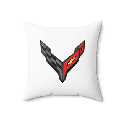 Corvette C8 Throw Pillow, Home Accessories , Mancave Decor, Man Cave, Square Pillow, Polyester, Couch and Bedding, C8 Logo, C8 Emblem