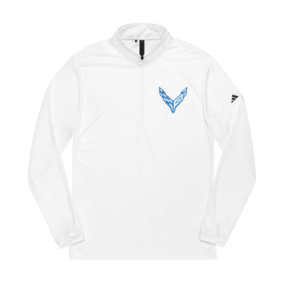 Adidas® Quarter-Zip Corvette C8 Pullover, Athletic Wear, Gym Lovers, Gifts for Him/Her, Casual Wear, Long Sleeve, Blue Corvette Logo
