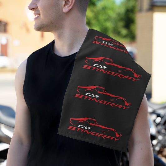 Corvette C3 Stingray Shop Towel, Towel for Fans, Rally Towel, Corvette Merch, Gifts for Corvette Owners, Hand Towel, Shop Rag