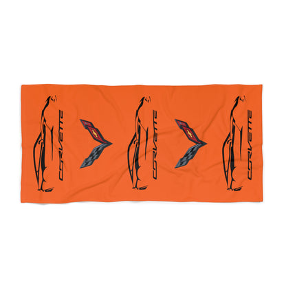 Corvette C7 Custom Illustrated Beach Towel, Corvette Gift, Car Enthusiast Towel, Quick-Dry Towel, Corvette Logo, Shower Towel, Car Guy Gifts