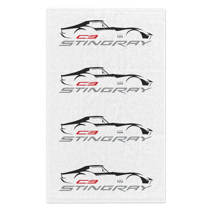 Corvette Stingray Beach Towel, Corvette Gifts, Car Enthusiast Towel, Quick-Dry Towel, Corvette Logo, White Towel, Car Guy Gifts