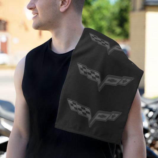 Corvette C6 Blackout Shop Towel, Towel for Fans, Rally Towel, Corvette Merch, Gifts for Corvette Owners, Hand Towel, Shop Rag