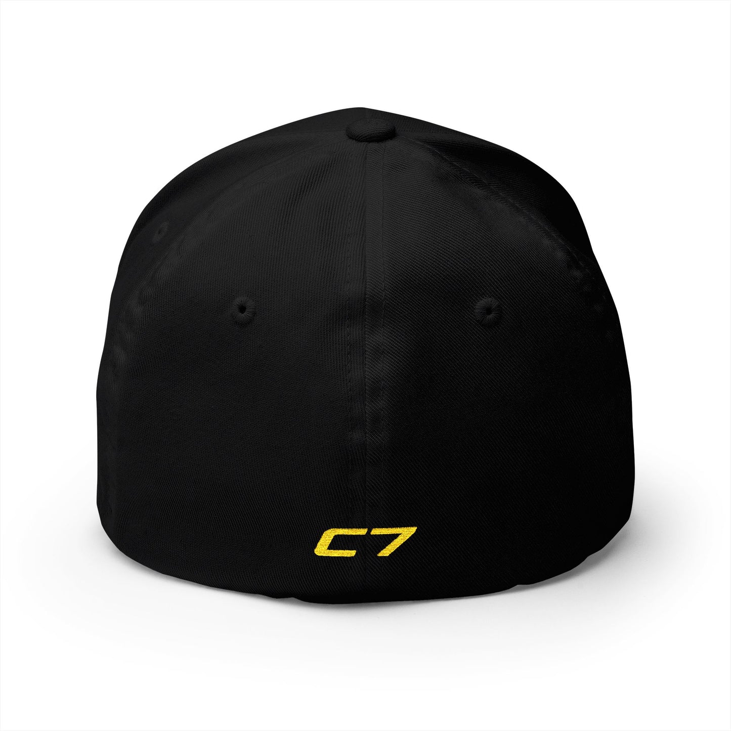 Corvette C7 Custom Silhouette Baseball Cap, Flexfit Hat, Stretchy Band, Black Hat, Corvette Gear, Embroidery