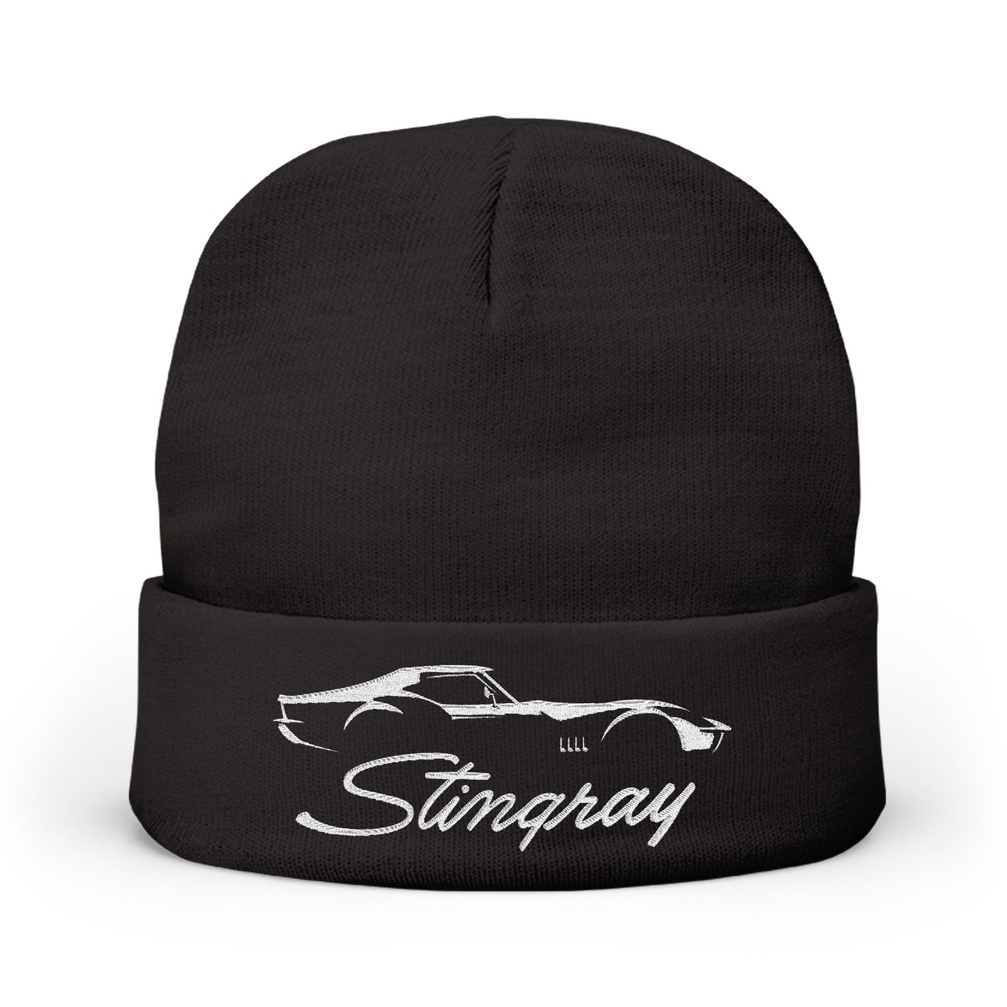 Corvette White Stingray C3 Embroidery Winter Beanie, Knitted Hat, Cozy Cap, Outdoor Accessory, Unisex, Gift for Him, Gift for Her