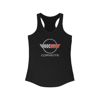 Corvette C4 Women's Racerback Tank Top, Gifts for Car Girls, Summer Top, Fitness Tank, Raceday Gear, Black Corvette Shirt