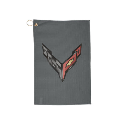 Corvette C8 Golf Towels, Golf Accessories, Sporty Towels for Golf Outings, Gift for Golf Lovers, C8 Logo, C8 Emblem, Club Towel