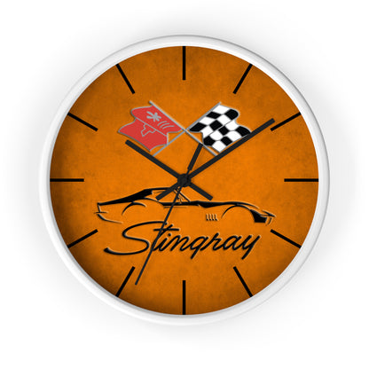 Corvette C3 Stingray Illustrated Wall Clock, Racing Home Decor, Gift for Him, Man Cave Clock, Corvette Merchandise, Mancave Gift, Clocks