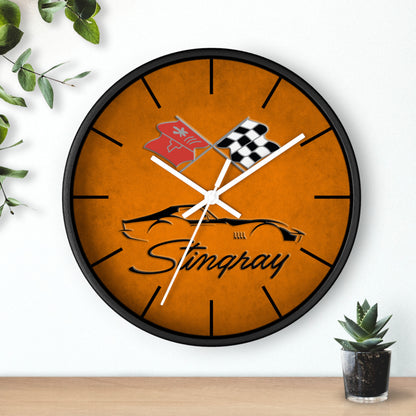 Corvette C3 Stingray Illustrated Wall Clock, Racing Home Decor, Gift for Him, Man Cave Clock, Corvette Merchandise, Mancave Gift, Clocks